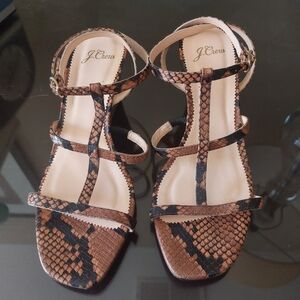 NWOB J Crew Snakeskin Wedge Sandel, sz 8.5
